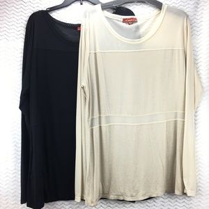 Pair of sheer long sleeve blouses / sheer panels